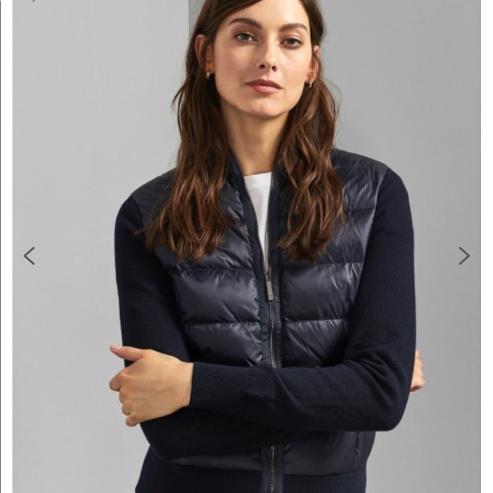 Ted Baker- burgundy puffer front knitted jacket 2